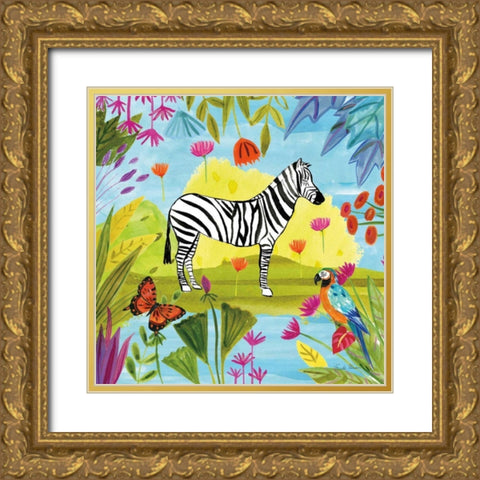 The Big Jungle III Gold Ornate Wood Framed Art Print with Double Matting by Zaman, Farida