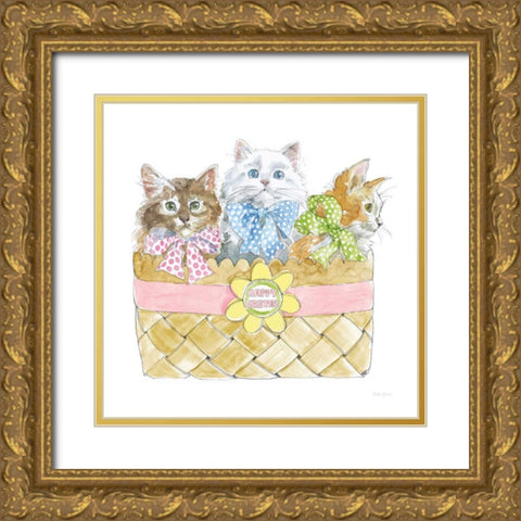 Easter Kitties I Gold Ornate Wood Framed Art Print with Double Matting by Grove, Beth