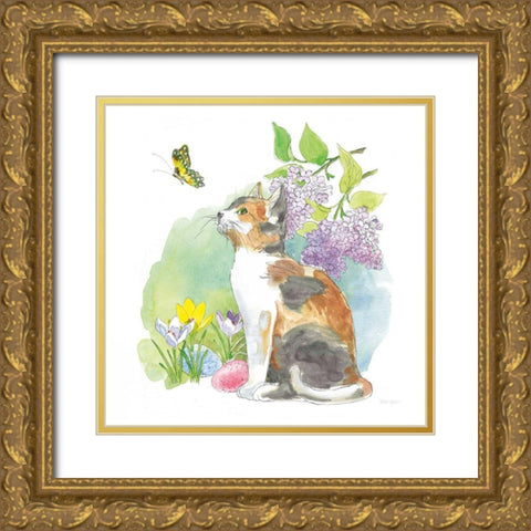 Easter Kitties II Gold Ornate Wood Framed Art Print with Double Matting by Grove, Beth
