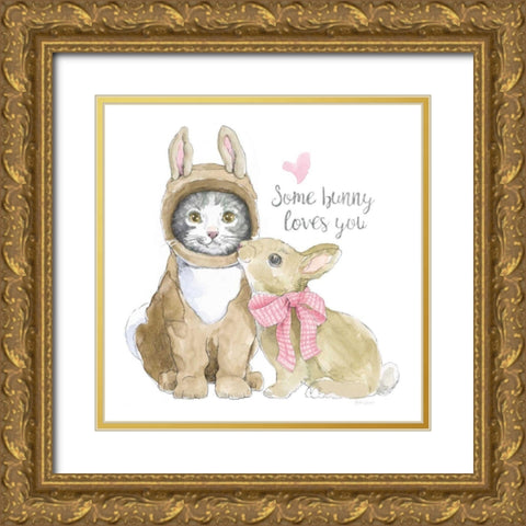 Easter Kitties III Gold Ornate Wood Framed Art Print with Double Matting by Grove, Beth