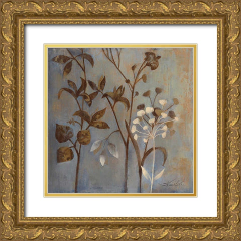 Branches in Dusty Blue I Gold Ornate Wood Framed Art Print with Double Matting by Vassileva, Silvia