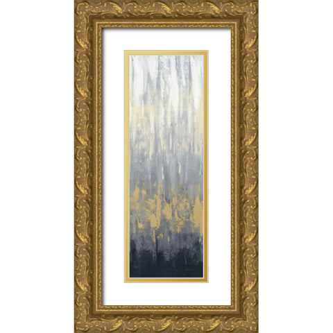 Rain on Asphalt II Navy Gold Ornate Wood Framed Art Print with Double Matting by Vassileva, Silvia