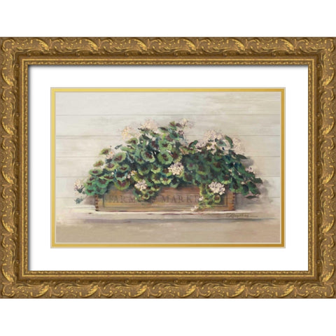 Market Geraniums Farmers Market CropMarket Geraniums Gold Ornate Wood Framed Art Print with Double Matting by Rowan, Carol