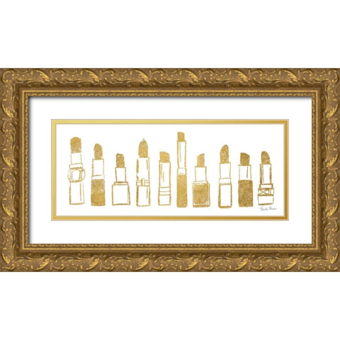 Think Pink I Gold Gold Ornate Wood Framed Art Print with Double Matting by Zaman, Farida