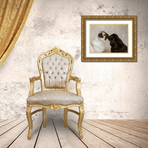 Pooch Smooch Gold Ornate Wood Framed Art Print with Double Matting by Dratfield, Jim