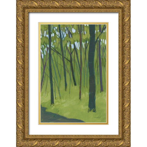Spring Woods Dark Green Gold Ornate Wood Framed Art Print with Double Matting by Lovell, Kathrine