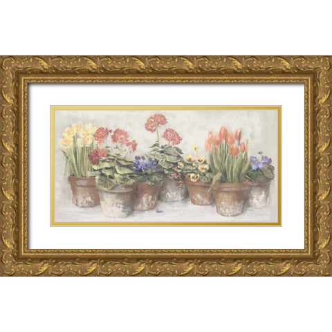 Spring in the Greenhouse Neutral Gold Ornate Wood Framed Art Print with Double Matting by Rowan, Carol