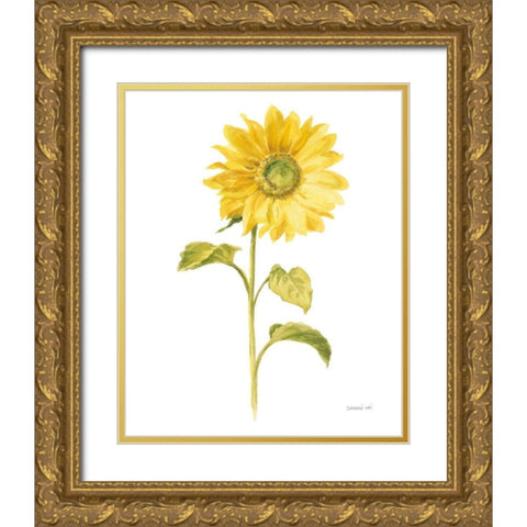 Floursack Florals on White II Gold Ornate Wood Framed Art Print with Double Matting by Nai, Danhui