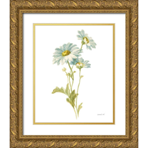 Floursack Florals on White III Gold Ornate Wood Framed Art Print with Double Matting by Nai, Danhui