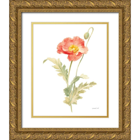 Floursack Florals on White IV Gold Ornate Wood Framed Art Print with Double Matting by Nai, Danhui