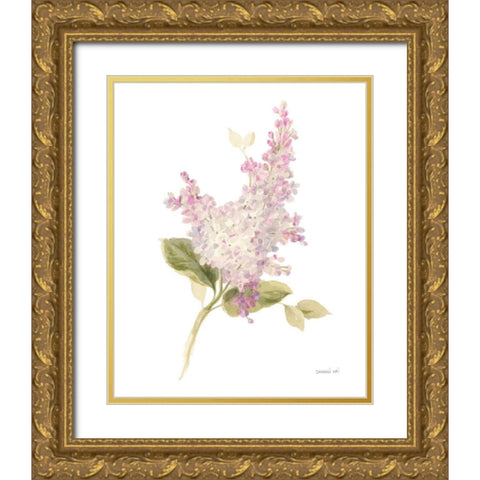 Floursack Florals on White VI Gold Ornate Wood Framed Art Print with Double Matting by Nai, Danhui