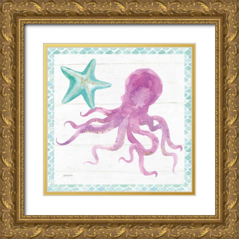 Mermaid Friends V Gold Ornate Wood Framed Art Print with Double Matting by Jackson, Jenaya