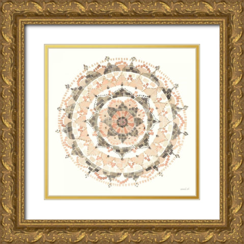 Blush Mandala Gold Ornate Wood Framed Art Print with Double Matting by Nai, Danhui