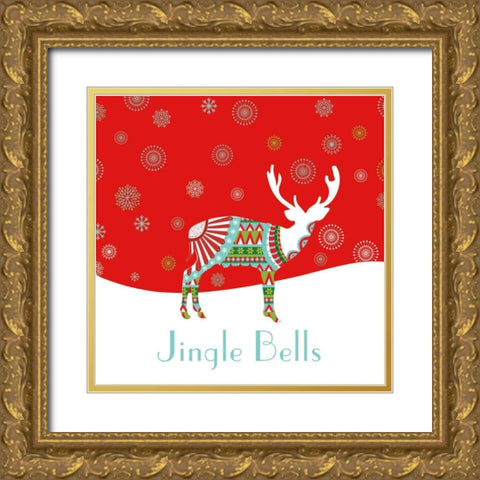 Mod Holiday III Gold Ornate Wood Framed Art Print with Double Matting by Wild Apple Portfolio