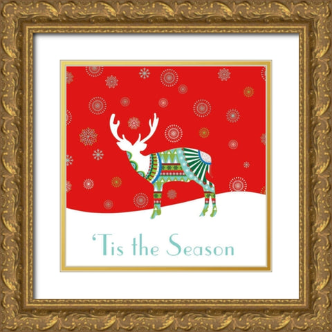 Mod Holiday IV Gold Ornate Wood Framed Art Print with Double Matting by Wild Apple Portfolio