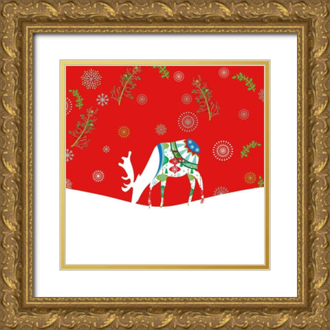 Mod Holiday VIII Gold Ornate Wood Framed Art Print with Double Matting by Wild Apple Portfolio