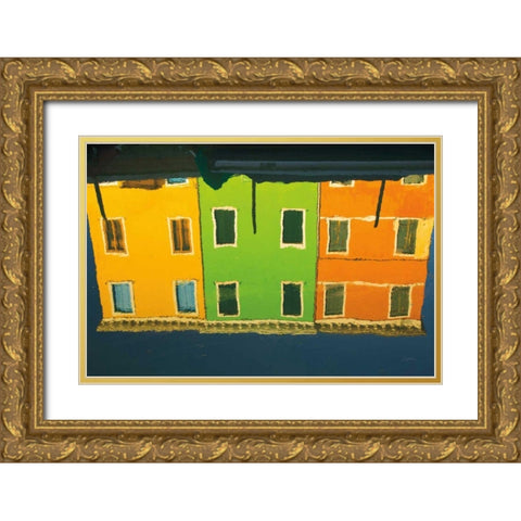 Reflections of Burano IX Gold Ornate Wood Framed Art Print with Double Matting by Aledanda