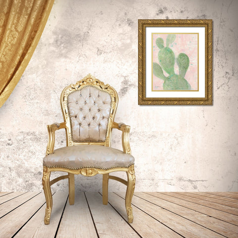 Cactus Panel I Gold Ornate Wood Framed Art Print with Double Matting by Hristova, Albena