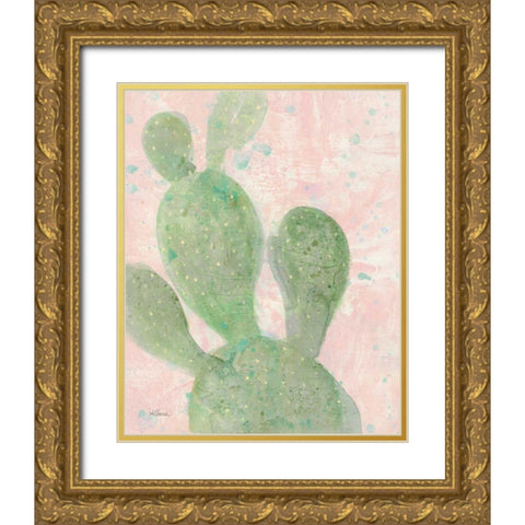 Cactus Panel I Gold Ornate Wood Framed Art Print with Double Matting by Hristova, Albena