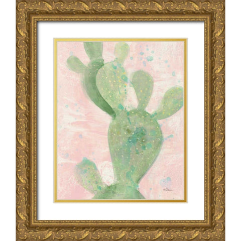 Cactus Panel II Gold Ornate Wood Framed Art Print with Double Matting by Hristova, Albena