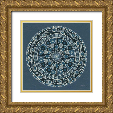 Adire IV Cream Gold Ornate Wood Framed Art Print with Double Matting by Lovell, Kathrine