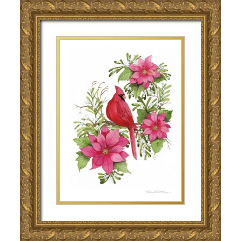 Holiday Happiness I Gold Ornate Wood Framed Art Print with Double Matting by McKenna, Kathleen Parr