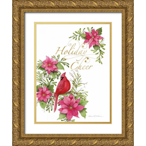 Holiday Happiness V Gold Ornate Wood Framed Art Print with Double Matting by McKenna, Kathleen Parr