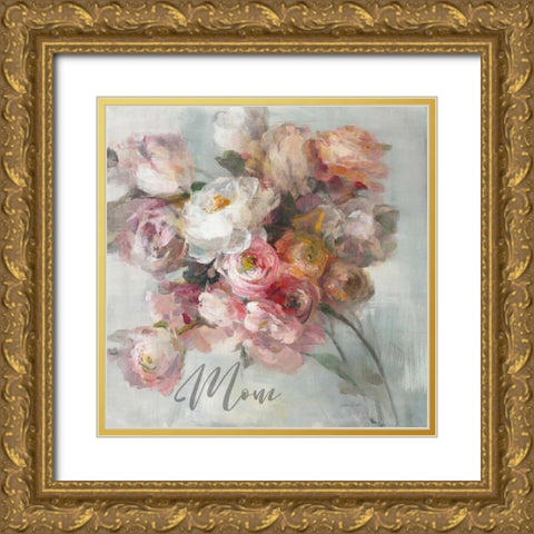Blush Bouquet Mom Gold Ornate Wood Framed Art Print with Double Matting by Nai, Danhui