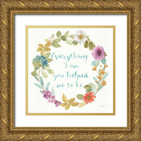 Rainbow Seeds Wreath III Everything Gold Ornate Wood Framed Art Print with Double Matting by Audit, Lisa