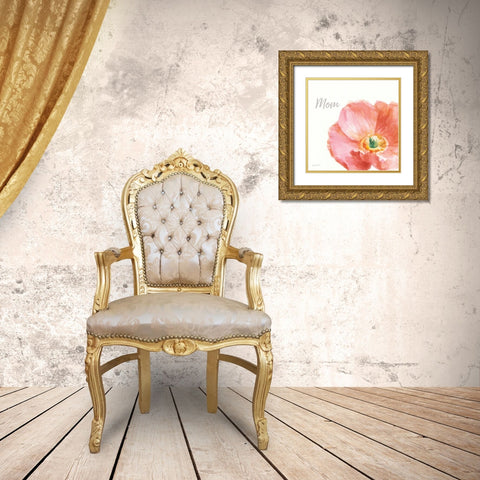 Garden Poppy Flipped on White Crop II Mom Gold Ornate Wood Framed Art Print with Double Matting by Nai, Danhui