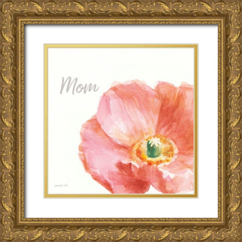 Garden Poppy Flipped on White Crop II Mom Gold Ornate Wood Framed Art Print with Double Matting by Nai, Danhui