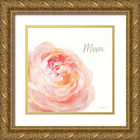 Garden Rose on White Crop II Mom Gold Ornate Wood Framed Art Print with Double Matting by Nai, Danhui