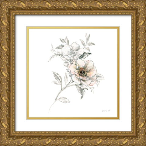 Sketchbook Garden VII Gold Ornate Wood Framed Art Print with Double Matting by Nai, Danhui