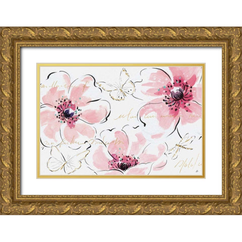 Simply Pink I Gold Ornate Wood Framed Art Print with Double Matting by Brissonnet, Daphne