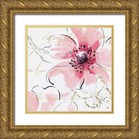 Simply Pink III Gold Ornate Wood Framed Art Print with Double Matting by Brissonnet, Daphne