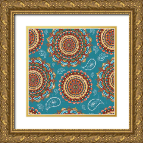 Mandala Dream Pattern IA Gold Ornate Wood Framed Art Print with Double Matting by Wiens, James