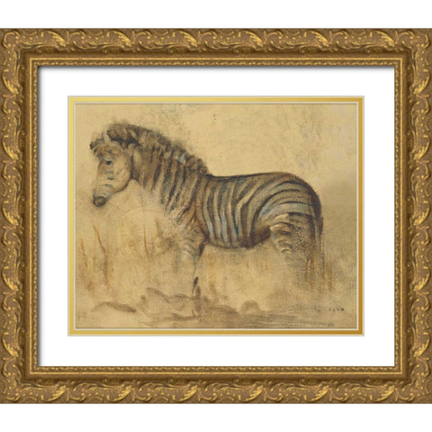 Global Zebra Light Crop Gold Ornate Wood Framed Art Print with Double Matting by Blum, Cheri