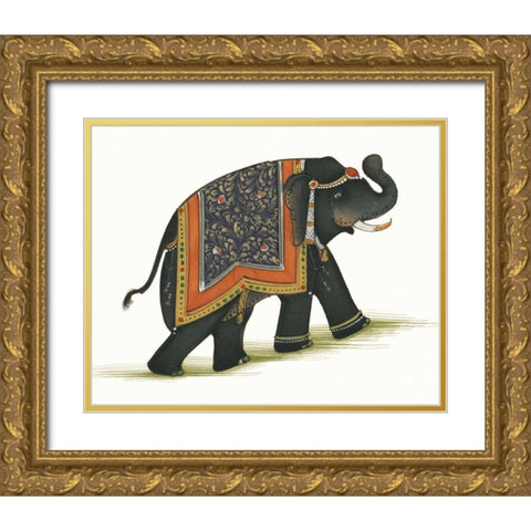 India Elephant I Light Crop Gold Ornate Wood Framed Art Print with Double Matting by Wild Apple Portfolio