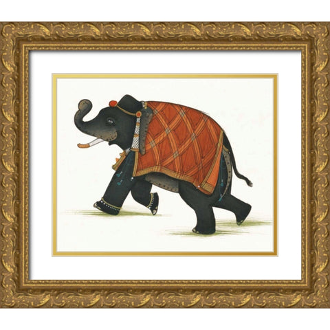 India Elephant II Light Crop Gold Ornate Wood Framed Art Print with Double Matting by Wild Apple Portfolio