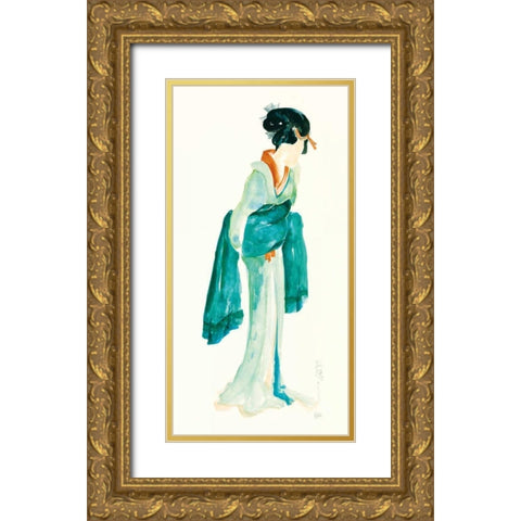 Geisha II Bright Crop Gold Ornate Wood Framed Art Print with Double Matting by Paschke, Chris