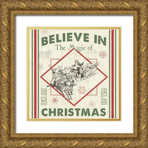 Farmhouse Holiday III Gold Ornate Wood Framed Art Print with Double Matting by Pela Studio