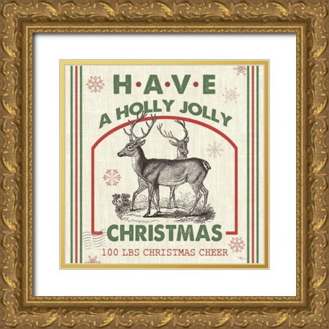 Farmhouse Holiday IV Gold Ornate Wood Framed Art Print with Double Matting by Pela Studio