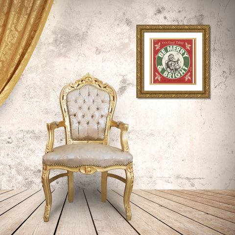 Farmhouse Holiday I Color Gold Ornate Wood Framed Art Print with Double Matting by Pela Studio