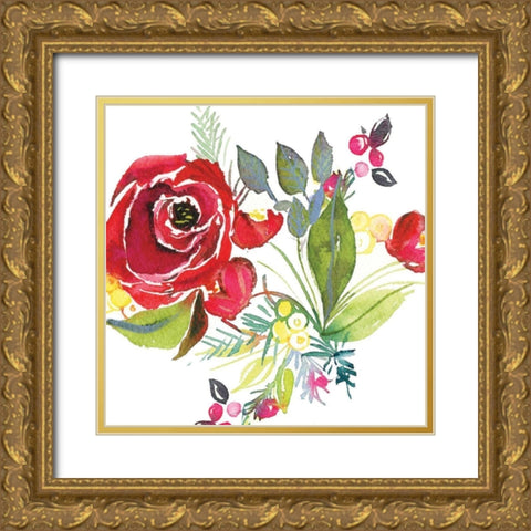 Scarlett O Christmas V Gold Ornate Wood Framed Art Print with Double Matting by Rice, Kristy
