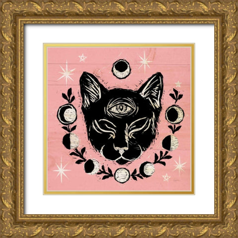 Mystical Halloween Pink IV Gold Ornate Wood Framed Art Print with Double Matting by Urban, Mary