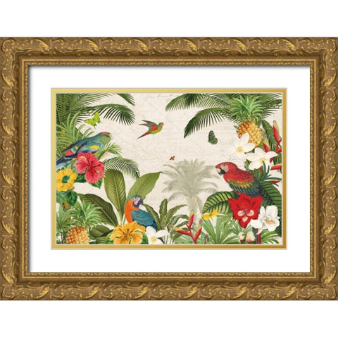 Parrot Paradise I Gold Ornate Wood Framed Art Print with Double Matting by Pertiet, Katie