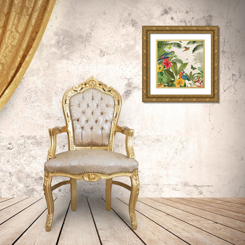 Parrot Paradise II Gold Ornate Wood Framed Art Print with Double Matting by Pertiet, Katie