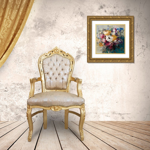Fall Bouquet Gold Ornate Wood Framed Art Print with Double Matting by Nai, Danhui