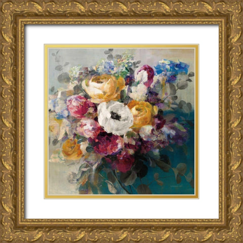 Fall Bouquet Gold Ornate Wood Framed Art Print with Double Matting by Nai, Danhui