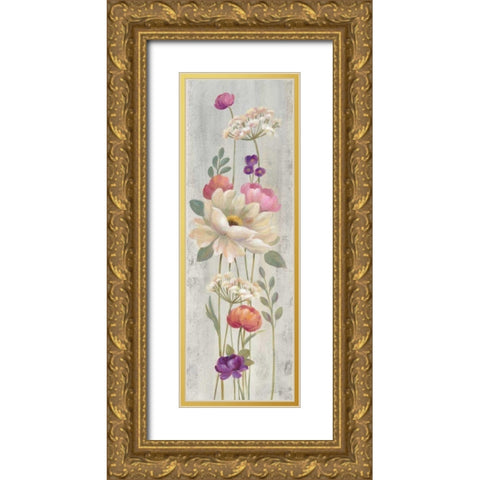 Retro Floral I Gold Ornate Wood Framed Art Print with Double Matting by Vassileva, Silvia